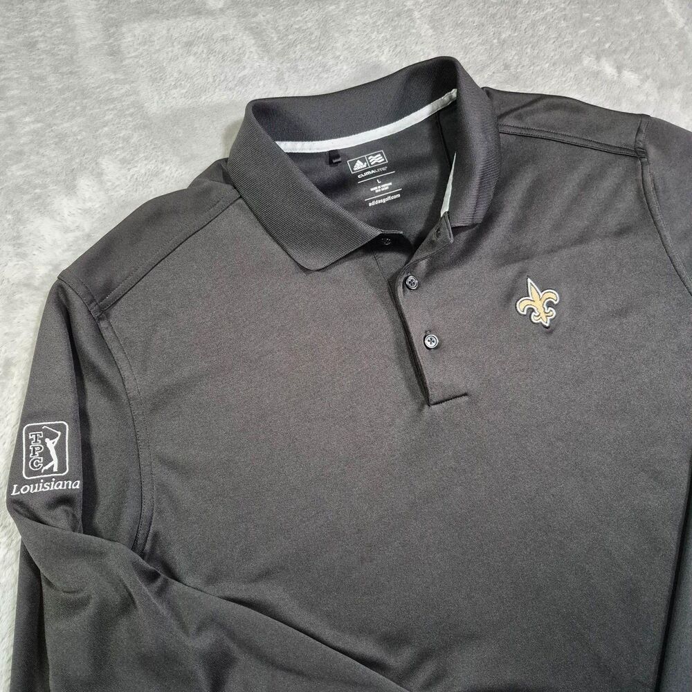 Adidas New Orleans Saints Shirt Mens Large Long Sleeve Black NFL Climalite Golf